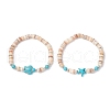 2Pcs Starfish & Tortoise Natural Freshwater Shell with Synthetic Turquoise Beads Stretch Bracelets for Men Women BJEW-JB11745-2