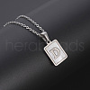 Rectangle Stainless Steel Pave Natural White Shell Pendant Necklaces FS-WG3D812-04-1