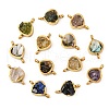 Natural Mixed Stone Chip 304 Stainless Steel Triangle Connector Charms KK-P300-28G-1