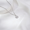 Stainless Steel Flat Round with Heart Pendant Necklaces for Women Casual Daily Jewelry EU8880-1-1