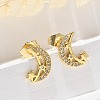 Brass Micro Pave Clear Cubic Zirconia Stud Earrings EJEW-D305-21G-02-5