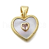 Brass Micro Pave Cubic Zirconia Heart Charms KK-V010-21G-1