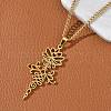 304 Stainless Steel Hollow Cut Yoga Om Lotus Flower Pendant Necklaces NJEW-Z073-02G-06-3