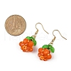 Halloween Theme Pumpkin Handmade Glass Seed Beaded Dangle Earrings EJEW-MZ00480-02-4