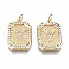 Brass Micro Pave Clear Cubic Zirconia Pendants KK-S356-234Y-G-NF-1