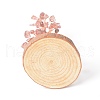 Natural Strawberry Quartz Chips with Brass Wrapped Wire Money Tree on Wood Base Display Decorations DJEW-B007-05E-3