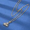 Flower Brass Micro Pave Cubic Zirconia Pendant Neckalces NJEW-C076-22G-2
