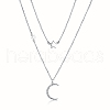 925 Sterling Silver Double Layer Cable Chain Moon Star Pendant Necklaces for Women UA7696-1-1