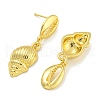 Rack Plating Conch Brass Stud Earrings EJEW-I313-06G-2