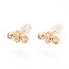 Bees Brass Micro Pave Clear Cubic Zirconia Stud Earrings EJEW-T047-43G-1