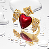 Brass Micro Pave Cubic Zirconia Cuff Rings for Women JN0075-3-1