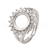 Brass Micro Pave Clear Cubic Zirconia Open Cuff Ring Components KK-U074-11P-1