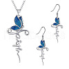 Butterfly Alloy Enamel Pendant Necklaces & Dangle Earrings Sets FS-WGE0CC2-01-3