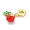 Brass Red Enamel European Dangle Charms KK-U066-22B-G-2