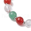 8mm Round Natural Green Aventurine & Carnelian & Quartz Crystal Beaded Stretch Bracelets BJEW-TA00521-4