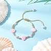 Adjustable ABS Plastic Imitation Pearl Beaded Braided Bead Bracelets for Women BJEW-JB11871-01-1