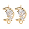 Brass Clear Cubic Zirconia Stud Earring Findings KK-A238-01D-G-1