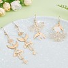 Alloy Moth with Natural Quartz Crystal Beaded Long Dangle Earrings JE985A-3