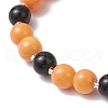 Halloween Theme Baking Painted Glass Round Beads Stretch Bracelets for Women BJEW-MZ00186-03-4