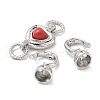 Heart Brass Micro Pave Clear Cubic Zirconia Fold Over Clasps KK-U059-42P-2