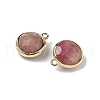 Brass Pave Natural Rhodonite Faceted Flat Round Charms G-U028-03G-12-2