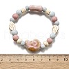 Handmade Porcelain Beads & Synthetic Howlite Beads Stretch Bracelets for Women BJEW-D307-01D-3