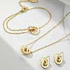 Double Ring with Roman Numerals 316 Surgical Stainless Steel Crystal Rhinestone Pendant Necklaces & Stud Dangle Earrings & Link Bracelets Sets FS-WG129E5-01-1