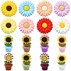 16Pcs 16 Styles Sunflower/Daisy Flowerpot Food Grade Eco-Friendly Silicone Beads SIL-YW0001-37-1