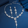 Ear of Wheat Alloy Crystal Rhinestone Pendant Necklaces & Stud Dangle Earrings Sets FS-WGD4E70-03-1