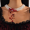 Halloween Acrylic & Plastic Pearl & Glass Gothic Layered Choker Necklaces for Women WGBE0F0-11-1