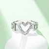 304 Stainless Steel with Rhinestone Adjustable Cuff Rings RJEW-Q020-16P-4