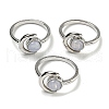Natural Gemstone Adjustable Rings RJEW-K269-09P-2