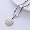 Stainless Steel Flat Round with Moon Star Pendant Necklaces for Women HV8965-3