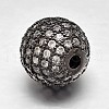Round Brass Micro Pave Cubic Zirconia Beads ZIRC-N016-01B-12mm-2