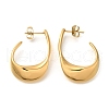 Ion Plating(IP) 304 Stainless Steel Oval Stud Earrings for Women X-EJEW-S227-60G-1