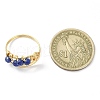 Natural Lapis Lazuli Round Beaded Finger Ring RJEW-TA00103-02-3