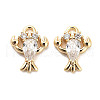 Brass Micro Pave Clear Cubic Zirconia Charms X-KK-C054-11G-1