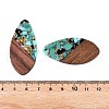 Transparent Resin and Walnut Wood Pendants RESI-T057-05J-4