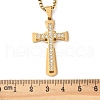 304 Stainless Steel Crystal Rhinestone Religion Cross Pendant Necklaces NJEW-H065-08G-4