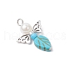 Tibetan Style Alloy Beads with ABS Plastic Imitation Pearl Round Beads and Synthetical Turquoise Beads Strands and Glass Seed Beads Pendants PALLOY-JF03739-01-4