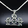Mother's Day Mom with Two Boy 304 Stainless Steel Pendant Necklaces FS-WG5FFA9-01-5