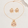 Bohemian Style Moon Brass Micro Pave Cubic Zirconia Earrings & Necklaces Set for Women SC3295-5