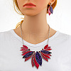 Leaf Alloy with Imitation Leather Pendant Necklace & Stud Dangle Earring FS-WGFF9DD-03-1