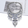 Alloy Crystal Rhinestone Teardrop Trible Floral Chunky Bib Necklaces for Women FS-WGFFCE0-01-4