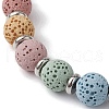 Dyed Natural Lava Rock Round Braided Bead Bracelets BJEW-JB09907-2