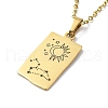 Rectangle with Twelve Constellations Pendant Necklaces NJEW-D069-01G-05-3