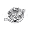 Brass Pave Clear Cubic Zirconia Connector Charms KK-Z066-08P-2