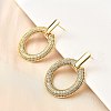Brass Micro Pave Clear Cubic Zirconia Stud Earrings EJEW-C147-01A-G-2