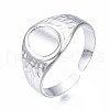 Non-Tarnish 304 Stainless Steel Oval Open Cuff Ring RJEW-T023-54P-3