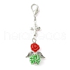 Angel Cross & Rose Resin & Glass Pendant Decoration HJEW-MZ00091-4